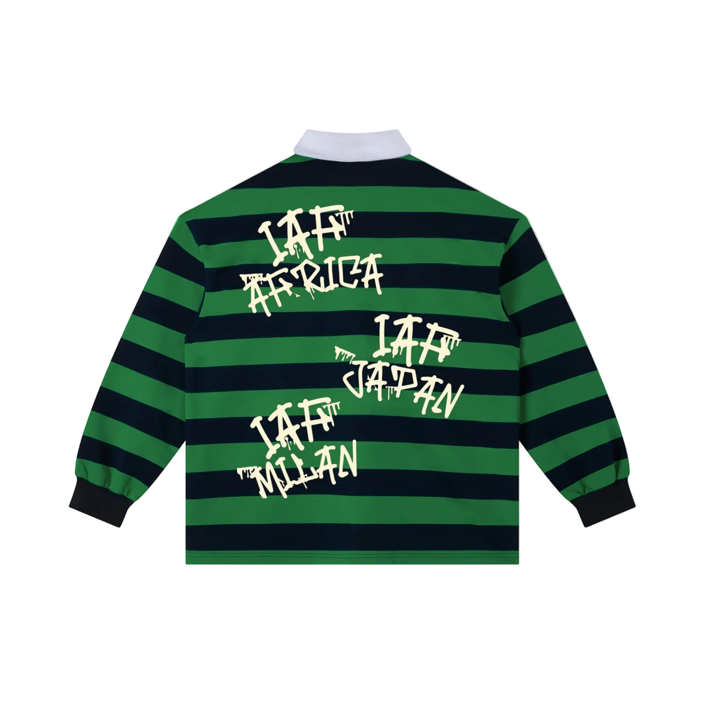 IAF Green International Graffiti Stripe Rugby Polo Shirt
