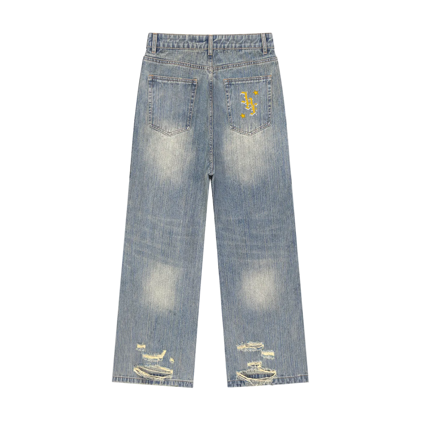"IAF" Vintage Wash Distressed Denim Jeans
