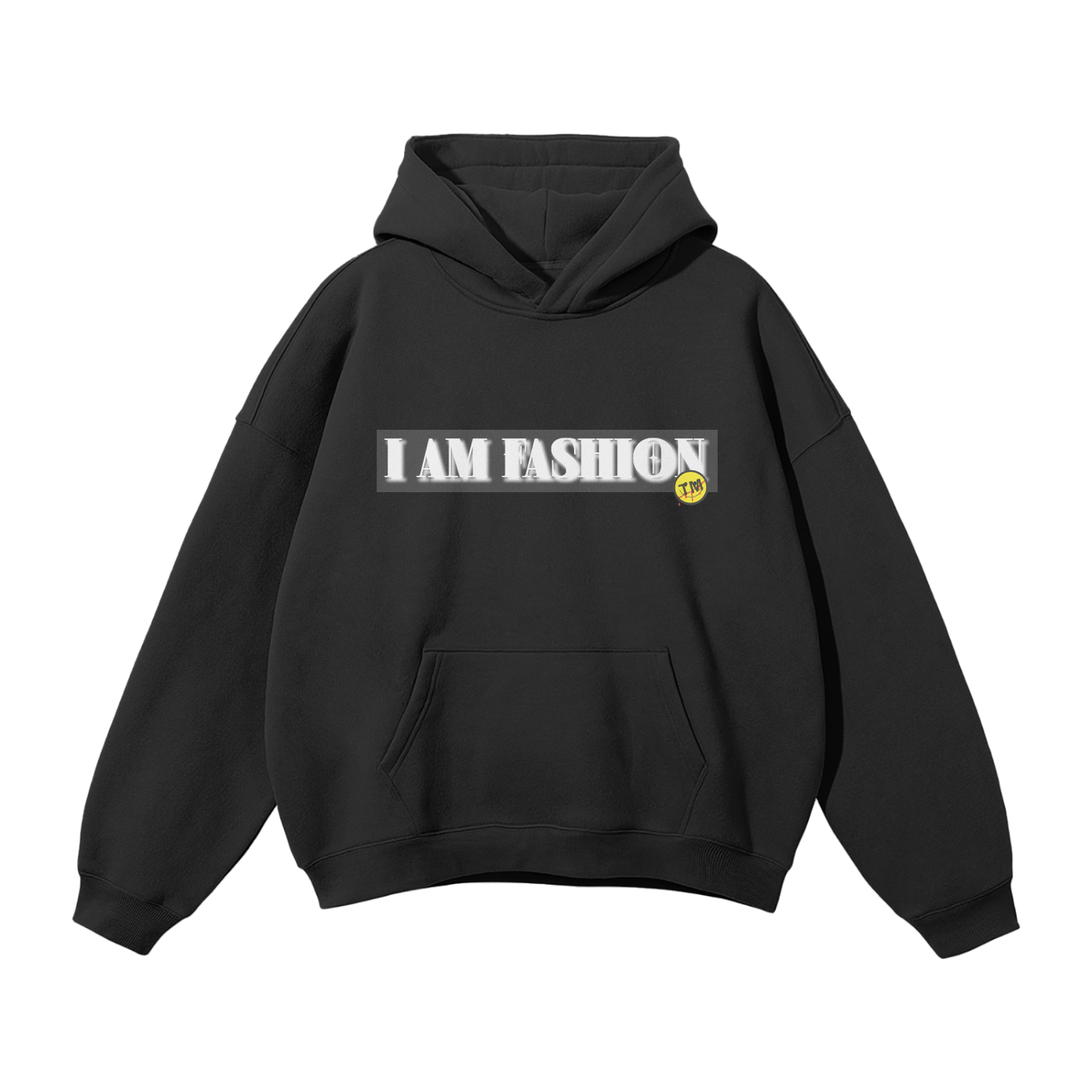 "I AM FASHION" - Streetwear Oversized Black Fleece Hoodie