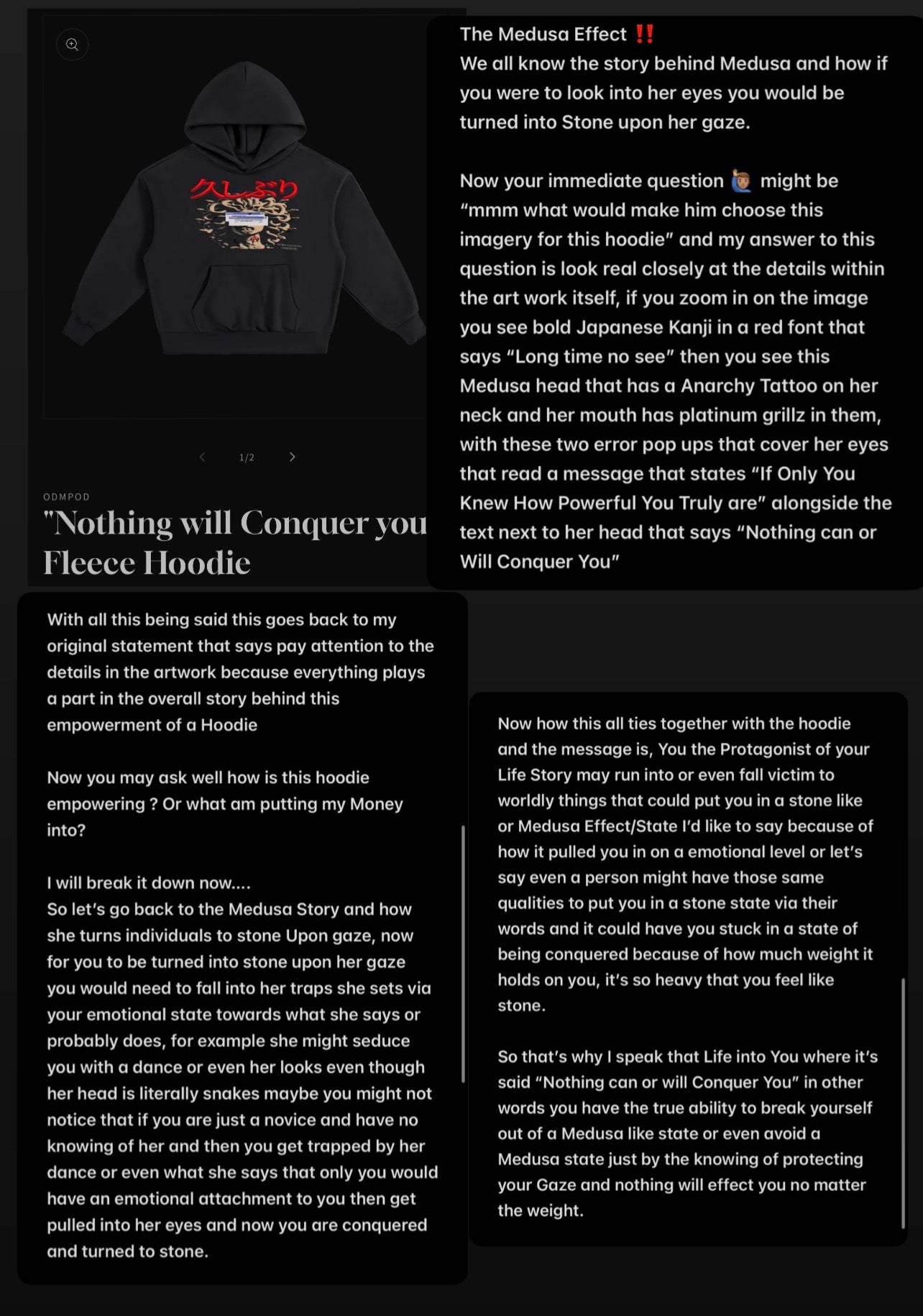 (๐น๐ป๐ฎ๐ถ๐ฒ๐พ๐ถ) "Nothing will Conquer you" Fleece Hoodie