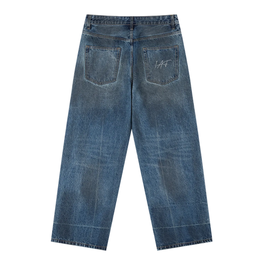 "IAF" Vintage Wash Baggy Denim Jeans