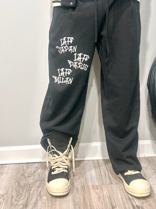 "𝓡𝓮-𝓘𝓶𝓪𝓰𝓲𝓷𝓮𝓭" International Graffiti Plaid Double Waist Sweatpants