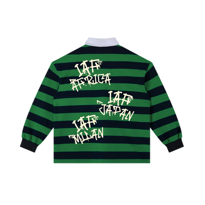 IAF Green International Graffiti Stripe Rugby Polo Shirt