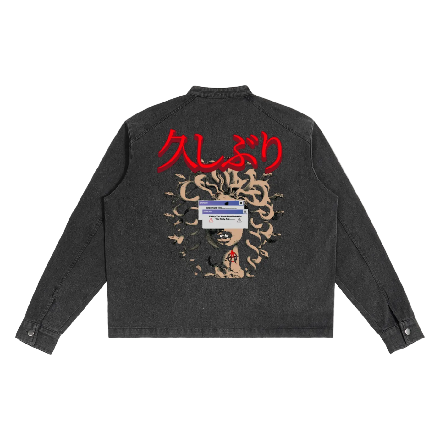 (𝓹𝓻𝓮𝓶𝓲𝓾𝓶) "Nothing will Conquer you" Denim Vintage Washed Jacket