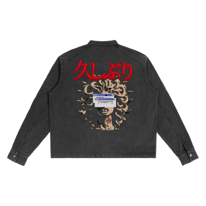 (𝓹𝓻𝓮𝓶𝓲𝓾𝓶) "Nothing will Conquer you" Denim Vintage Washed Jacket