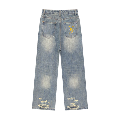 "IAF" Vintage Wash Distressed Denim Jeans
