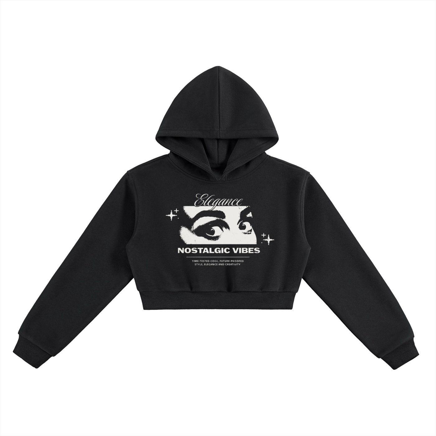 (𝓹𝓻𝓮𝓶𝓲𝓾𝓶) Elegant Nostalgic Vibes Cropped Hoodie