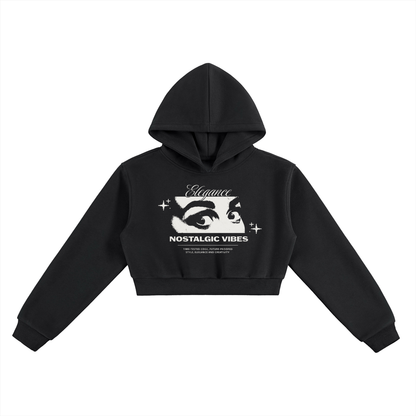(𝓹𝓻𝓮𝓶𝓲𝓾𝓶) Elegant Nostalgic Vibes Cropped Hoodie