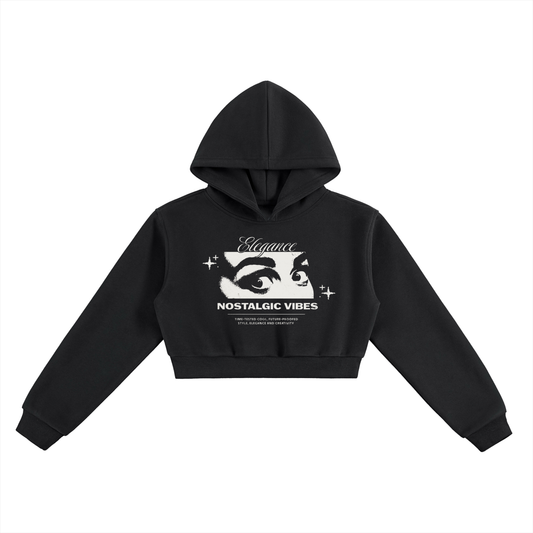 (𝓹𝓻𝓮𝓶𝓲𝓾𝓶) Elegant Nostalgic Vibes Cropped Hoodie