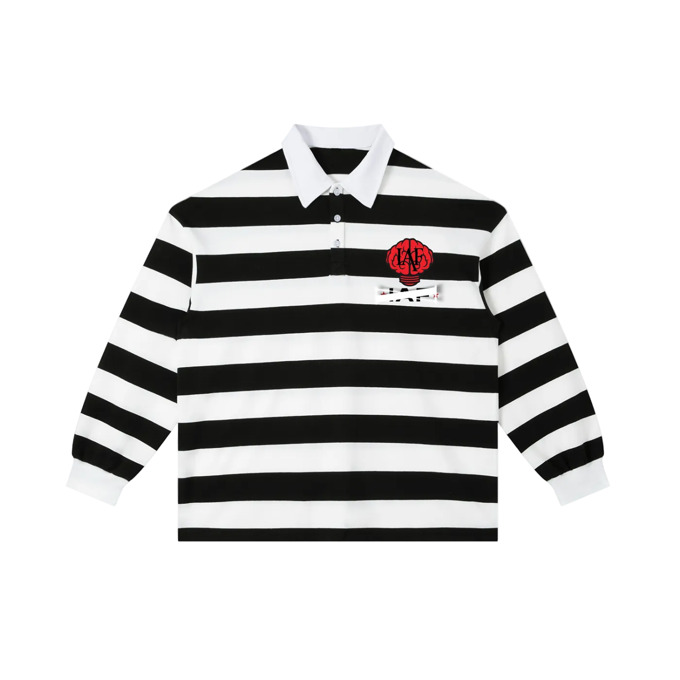 IAF Black & White Stripe Rugby Polo Shirt