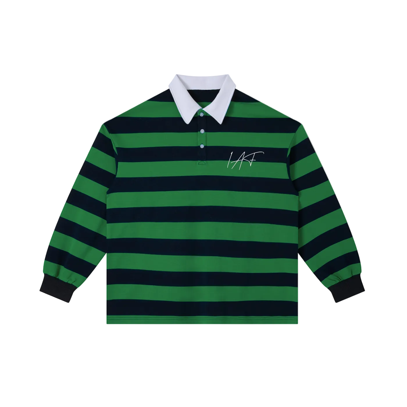 IAF Green International Graffiti Stripe Rugby Polo Shirt
