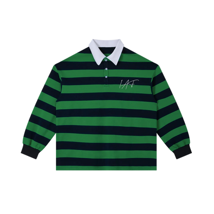 IAF Green International Graffiti Stripe Rugby Polo Shirt