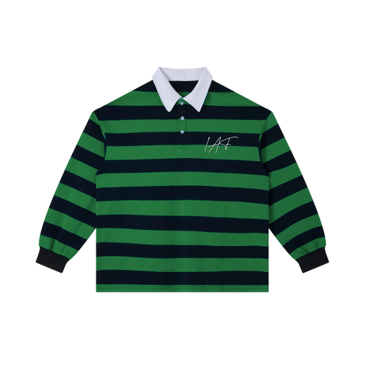 IAF Green International Graffiti Stripe Rugby Polo Shirt